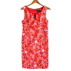 Adrianna Papell Petite Orange Pink Floral Cotton Sleeveless Dress NWT